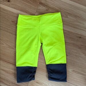 Alo Neon Yellow and Gray Leggings